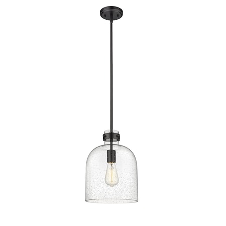 Z-Lite Pearson 1 Light Pendant, Matte Black And Clear Seedy 817-9MB